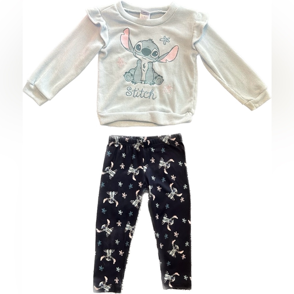 ⭐️Disney Stitch blue two piece sweater and leggings outfit size 4